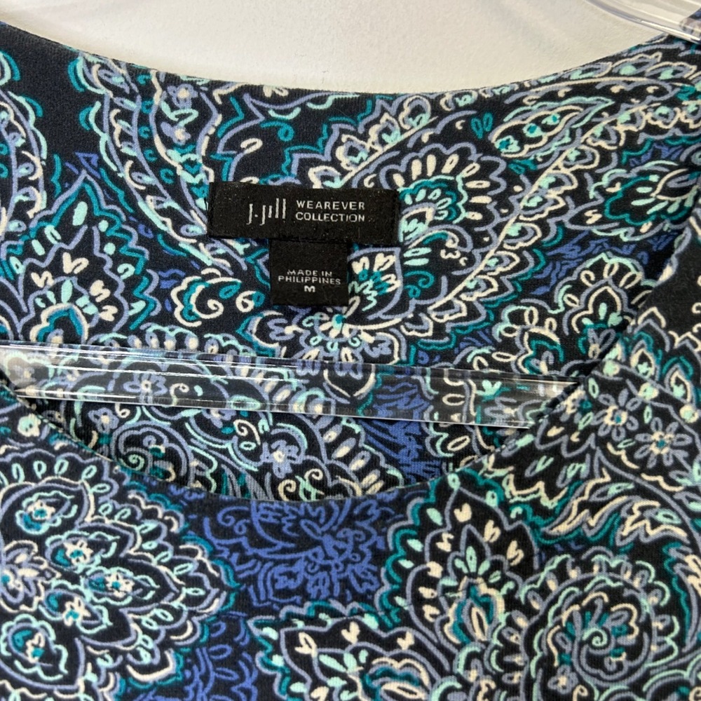 J. Jill Wearever Collection T-Shirt Dress Women's Medium Blue Paisley - Picture 4 of 9
